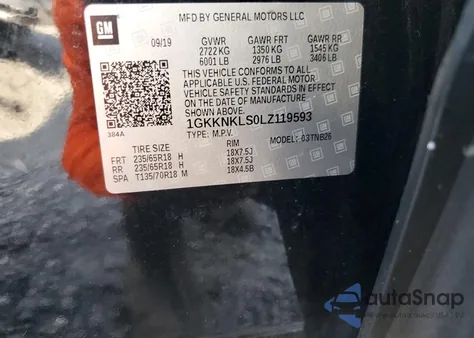 2020 GMC Acadia Sle from USA, damaged, VIN 1GKKNKLS0LZ119593